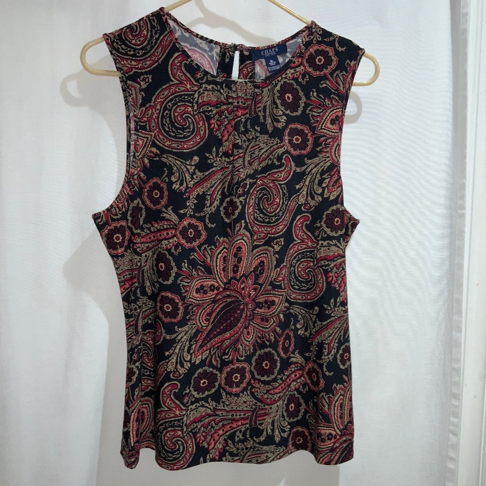 Chaps paisley blouse Sz XL sleeveless scoop neck